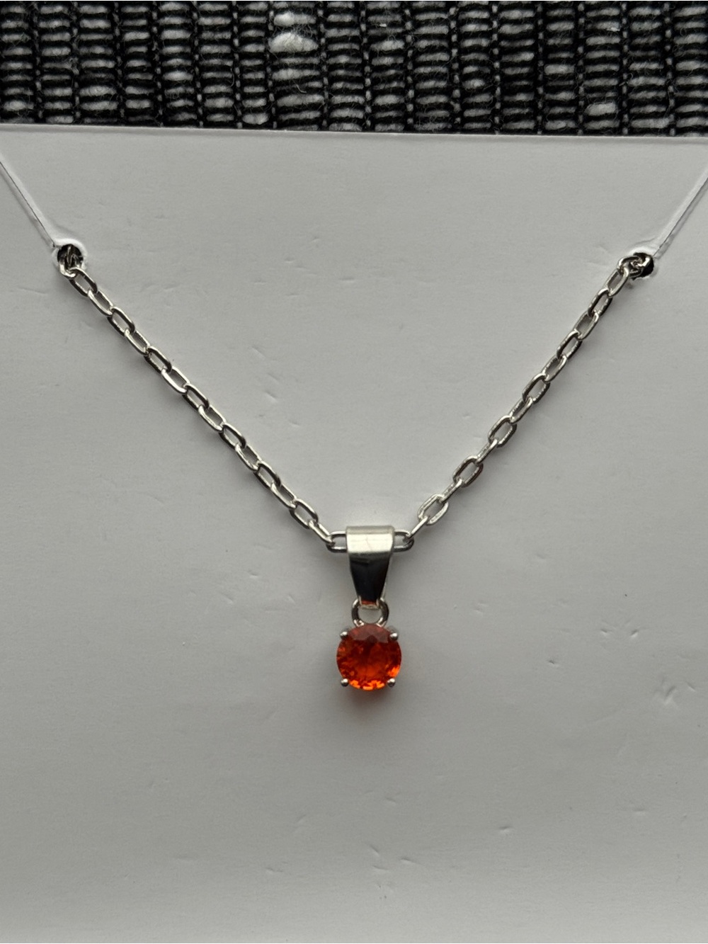 EFFY Orange Solitaire Pendant Necklace 18” Silver Tone #5